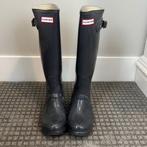 Graphite Glossy Tall Hunter Rainboots